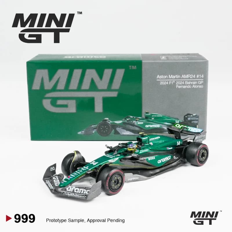 MINIGT 1:64 Aston Martin AMR24 # 14 Fernando Alonso 2024 F1 2024 Bahrain GP voiture en alliage modèl
