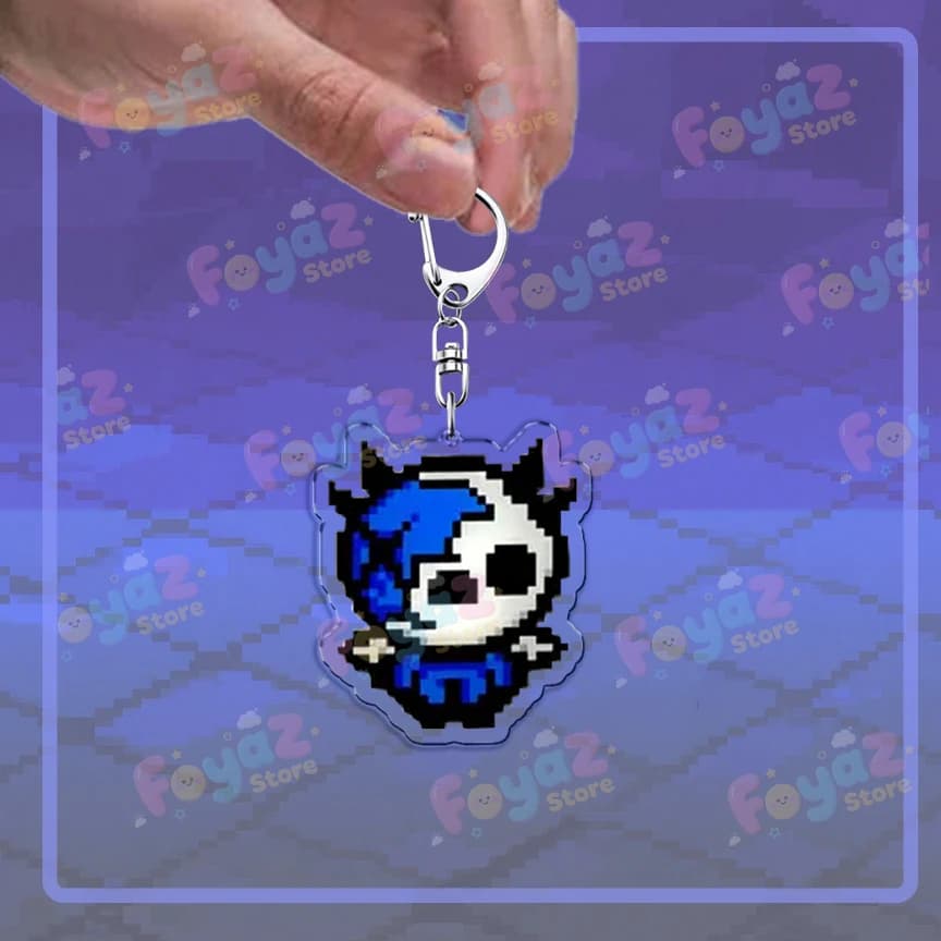 Porte-clés de jeu vidéo amusants, style dessin animé, pour sacs et accessoires, thème horreur pixel,