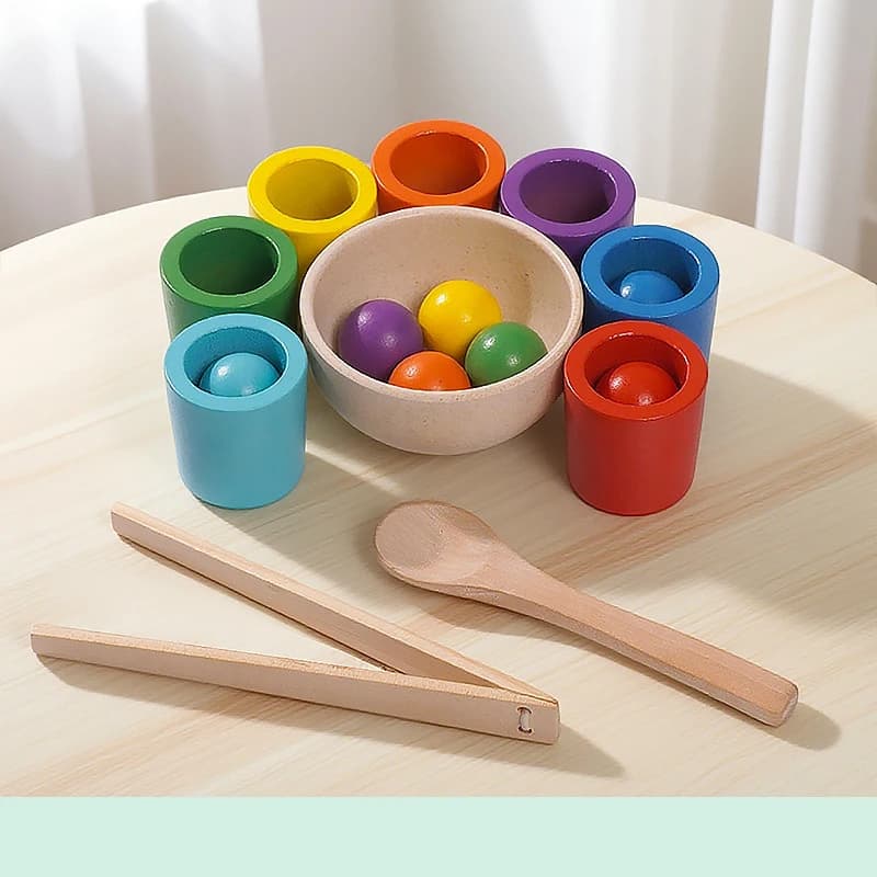 Gobelets colorés Montessori à sept couleurs, jeux de tri et de reconnaissance, jouets éducatifs pour