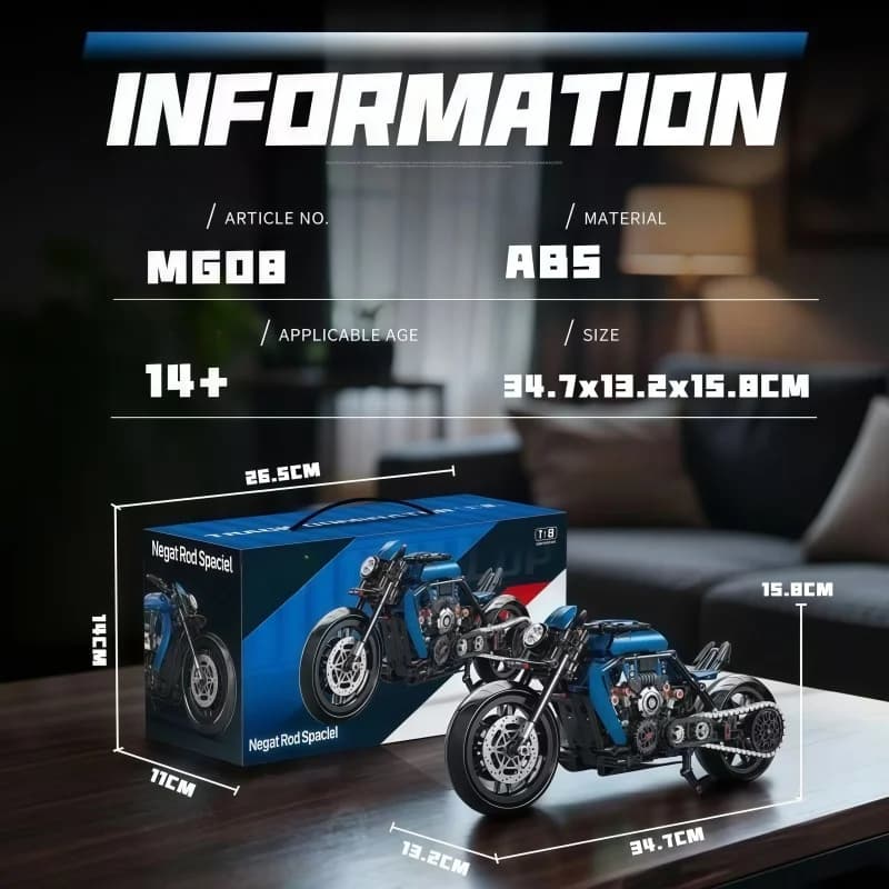Briques de construction pour moto à moteur V-Twin | Chaîne de transmission réaliste | Jouet d'in