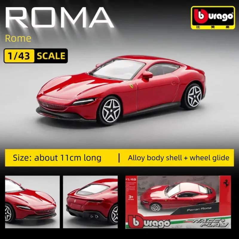 Bburago 1:43 Série Ferrari, modèle de voiture miniature en alliage, véhicule de simulation, jouet de