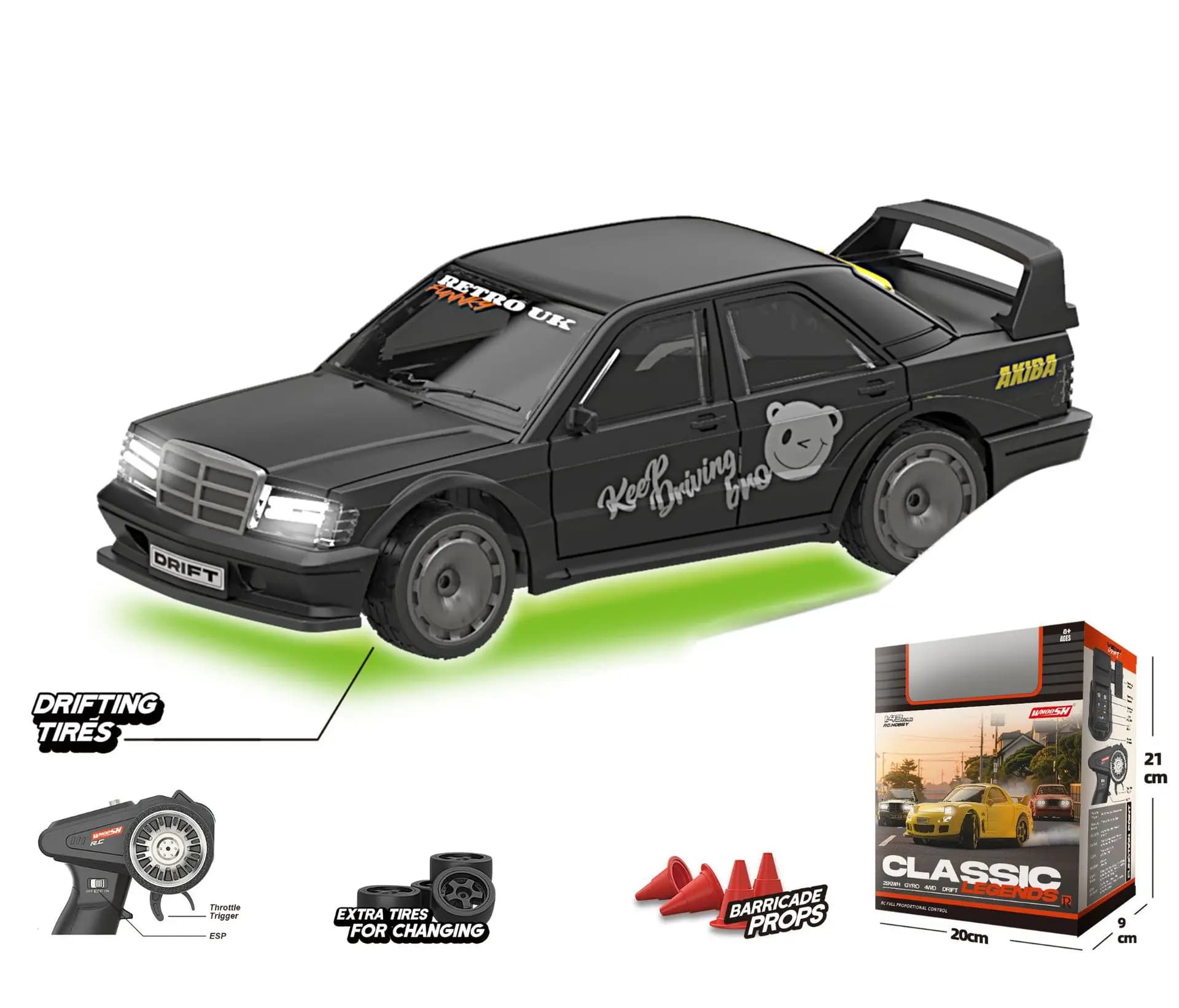 Voiture RC miniature Drift 1:43, 2.4gq, entièrement proportionnelle, 3 vitesses variables, voiture t