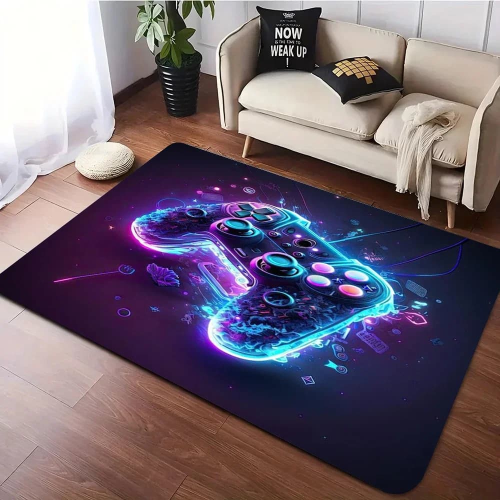 Tapis de jeu 3D grand format pour chambre de garçons, motif manette de jeu, tapis antidérapant pour