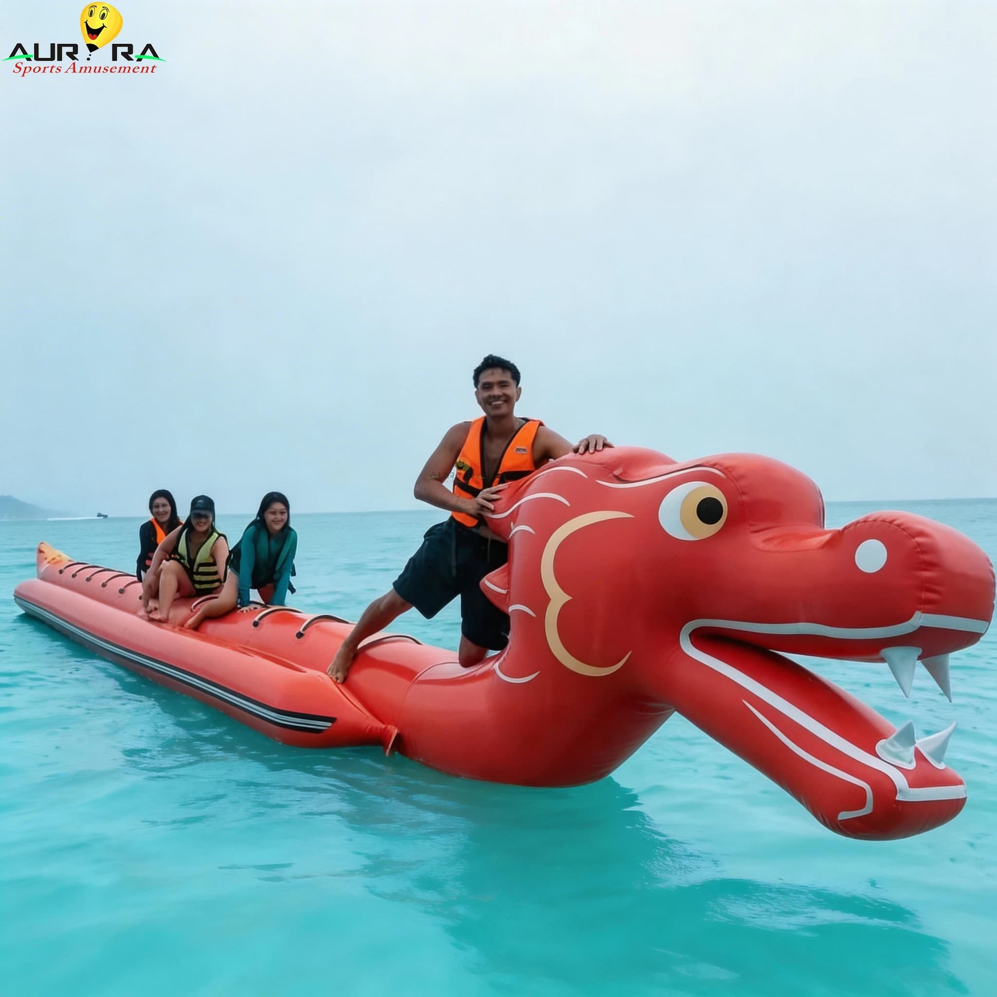 Bateau banane gonflable Dragon à double tube pour 10 personnes, remorquable, équipement de sport aqu