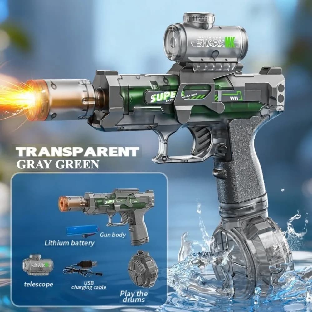 Jouets aquatiques d'été pour piscine, pistolet à eau automatique à tir continu lumineux, pistolet à