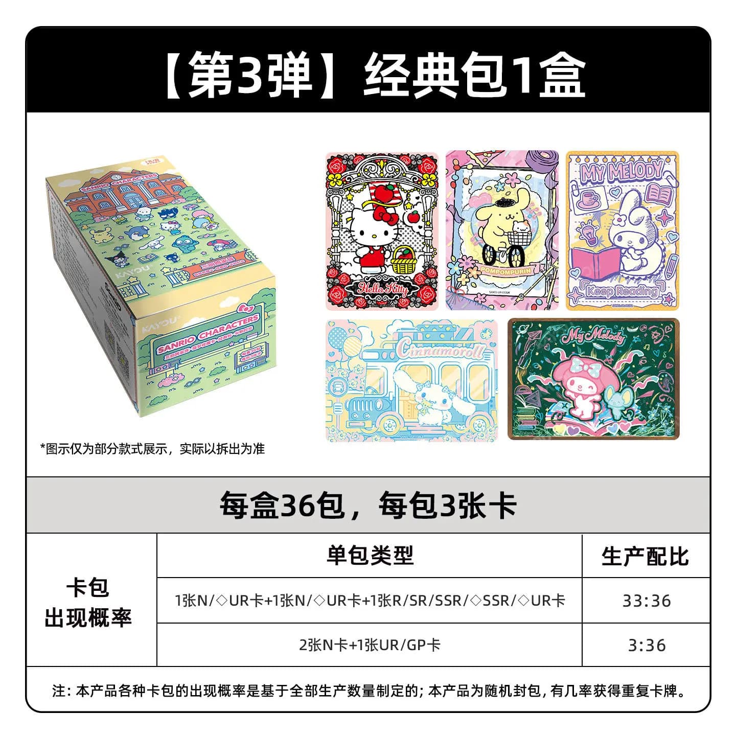 KAYOU 2026 Nouveaux Sanrio Hello Kitty My Melody Kuromi Cinnamoroll Carte de collection Peri