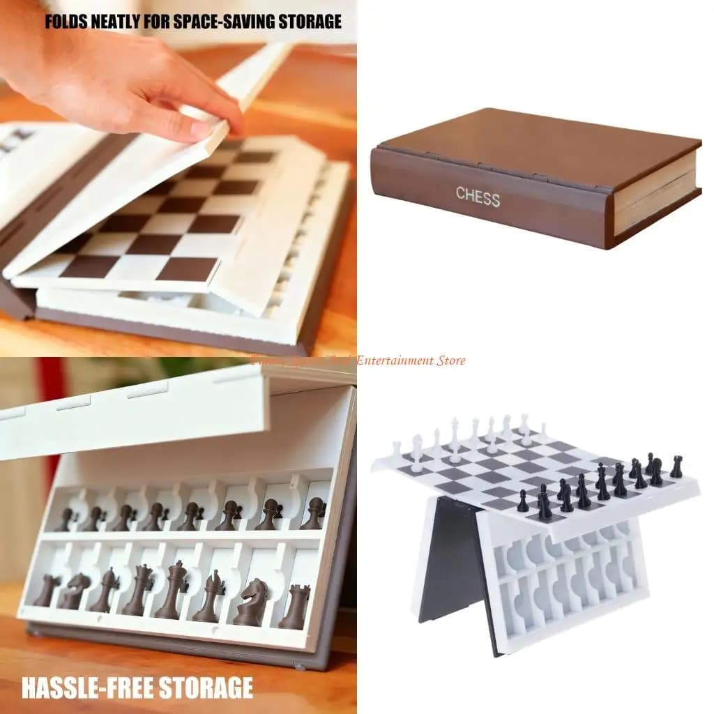 Jeu d'échecs pliant convivial C4DE, conception innovante avec livre comme planche légère