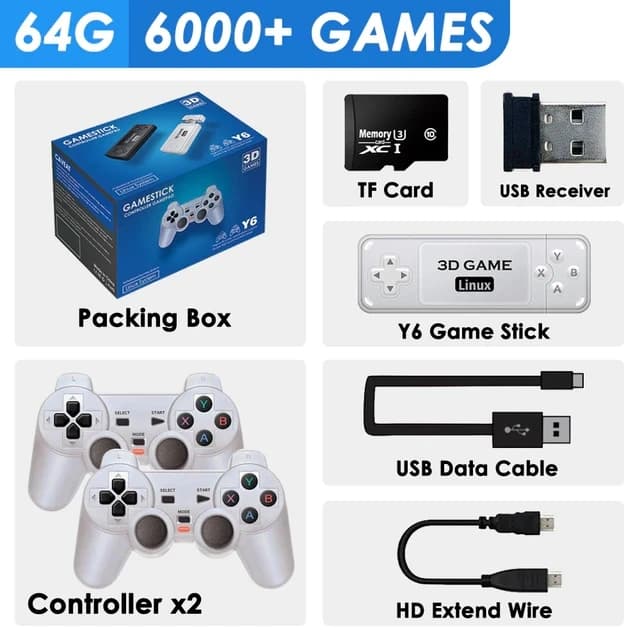 BOYHOM Y6 Console de jeu rétro 4K 60fps sortie HDMI faible latence GD10 TV bâton de jeu double poign