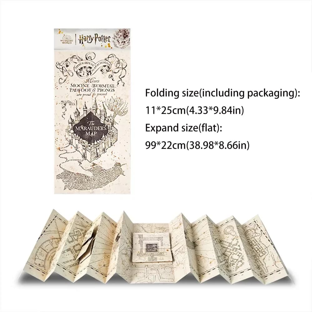 Carte du Maraudeur authentique Harry Potter, pliable, carte de Poudlard, accessoire de cosplay pour