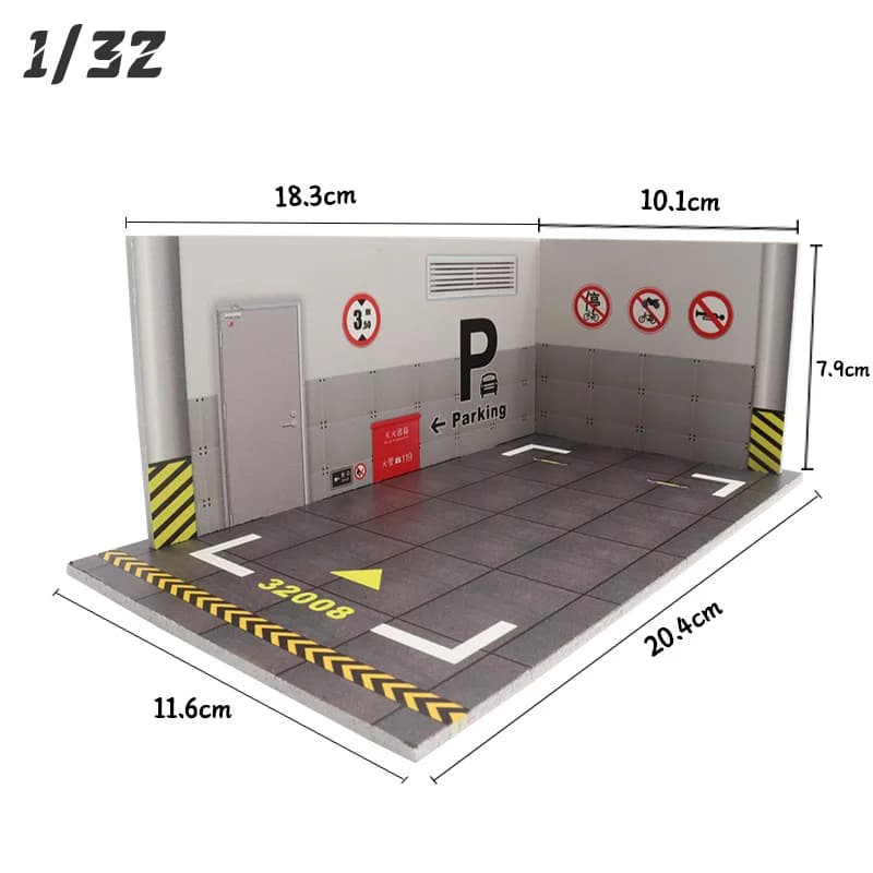 Garage Diorama 1:32 1:24 pour modèle de voiture moulé sous pression, vitrine de jouets, modèle de Pa