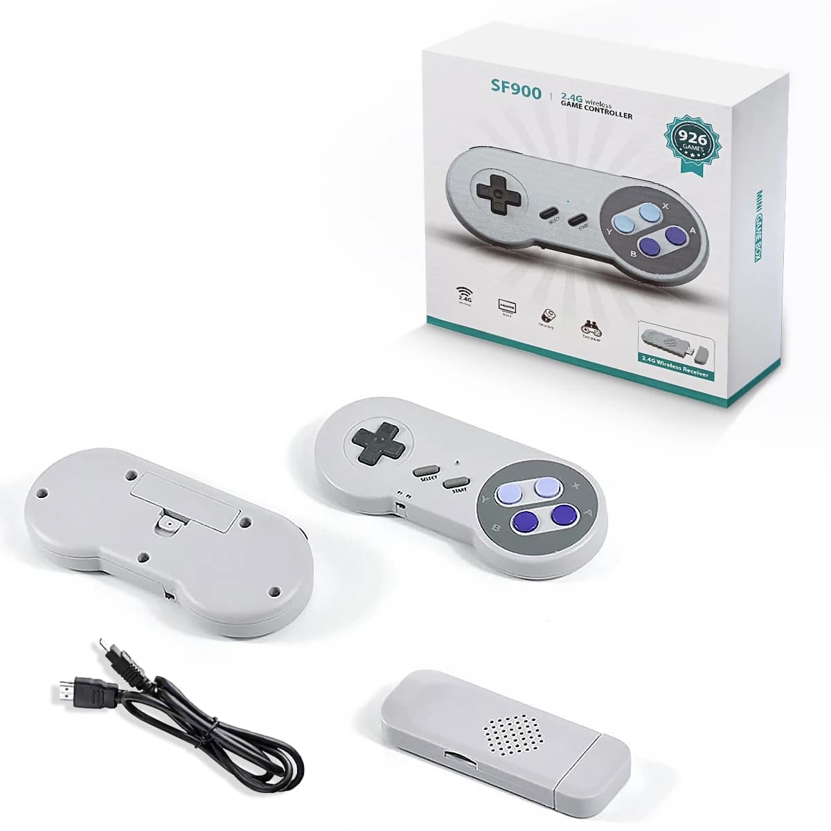 Console de jeu rétro SF900 avec 5000 jeux intégrés, manette de jeu TV livrée avec 2 manettes sans fi