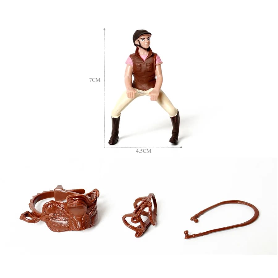 Cheval de cavalier équestre réaliste avec selle et brille, ensemble de jeu d'équitation, figurines d