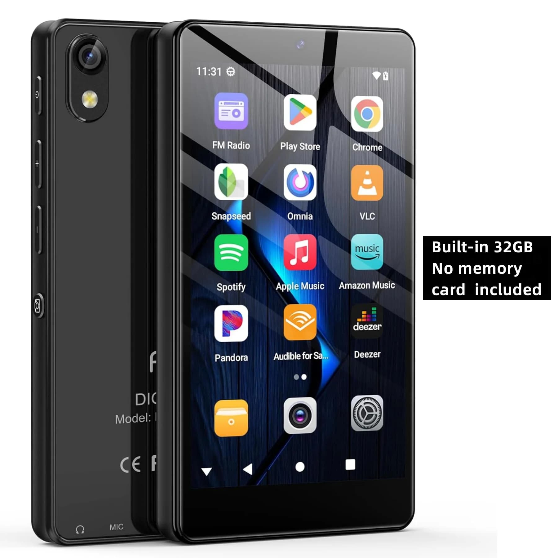Lecteur MP3 Android 13 32 Go/96 Go avec Bluetooth 5.0 et Wi-Fi, Spotify, appareil photo et haut-parl