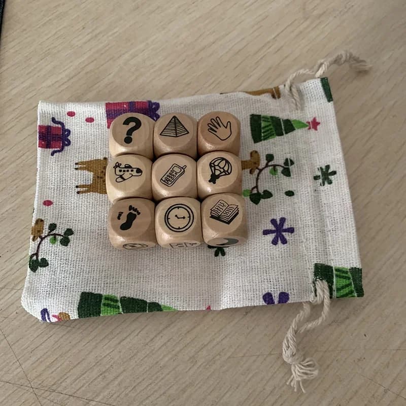 1 ensemble d'accessoires de jeux de dés pour raconter des histoires avec sac