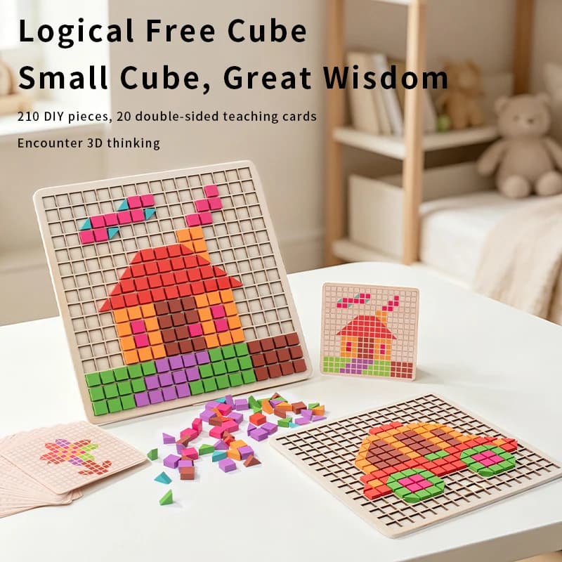 Puzzle en mosaïque de blocs de particules 3D, jouet éducatif de pointillisme pour enfants