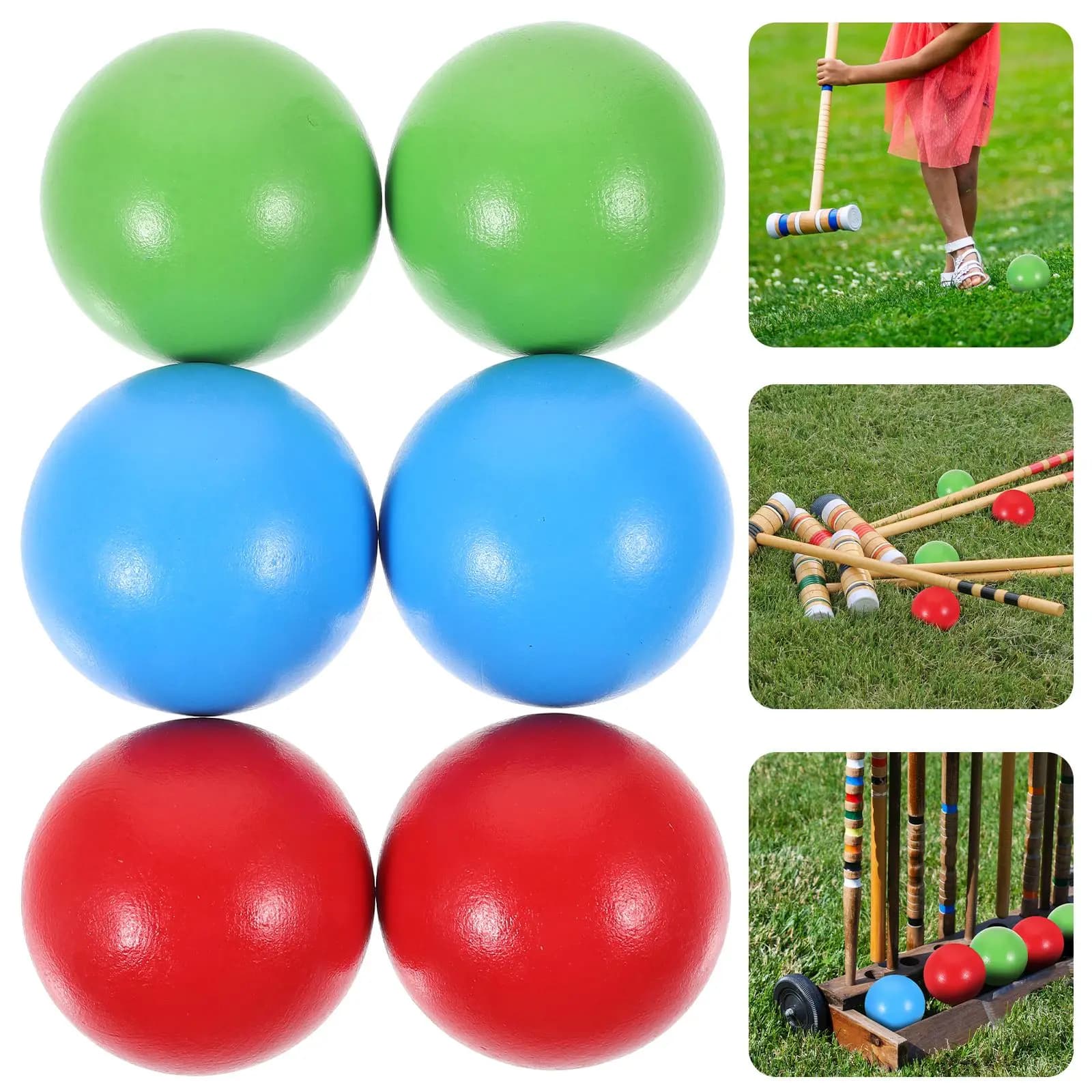 Ensemble de Boules en Bois de Croquet pour Enfant, Jouet de Pelouse d'Extérieur, Sports de Loisirs,
