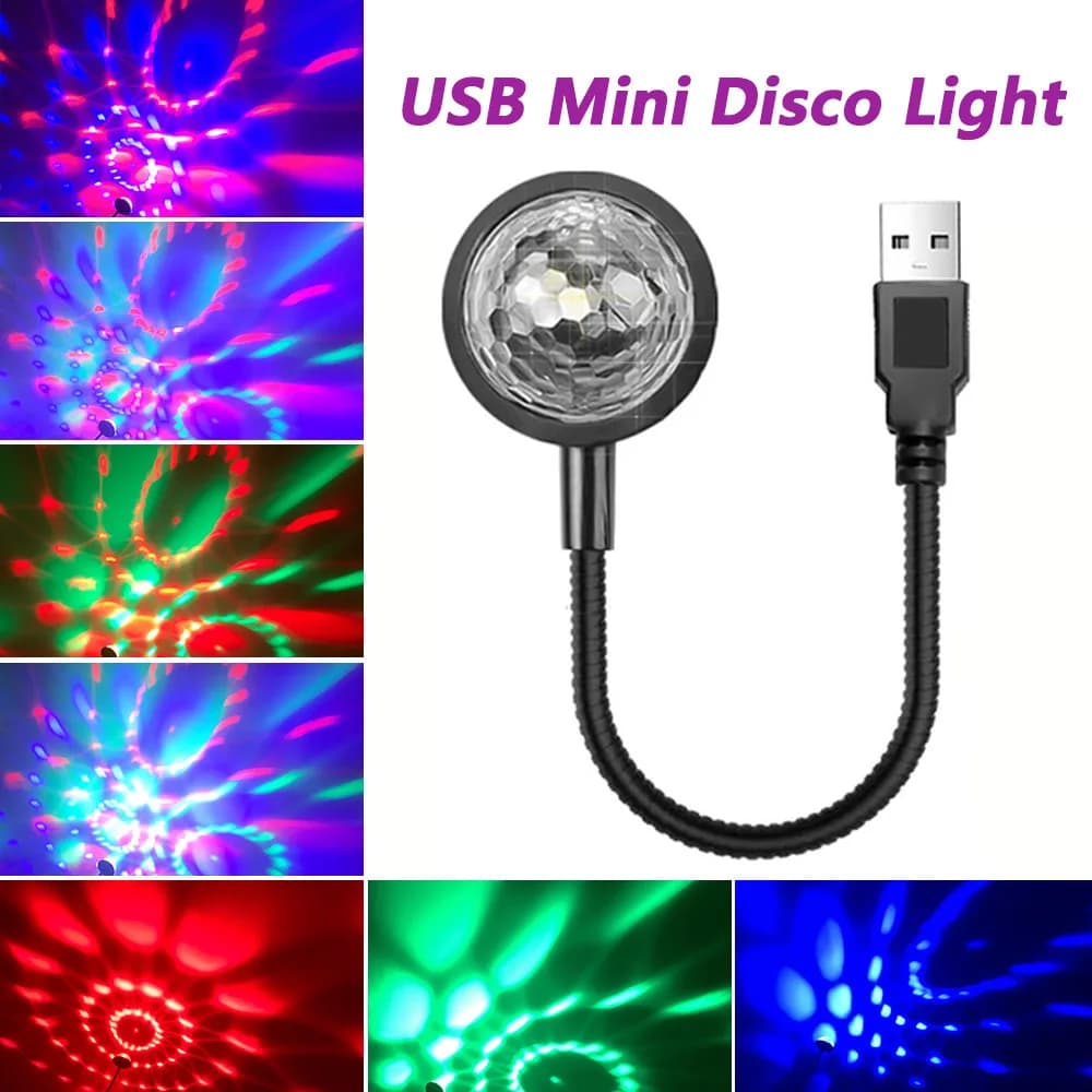 DJ éclairage son fête Auto USB Mini Disco boule lumières RGB multicolore voiture atmosphère chambre