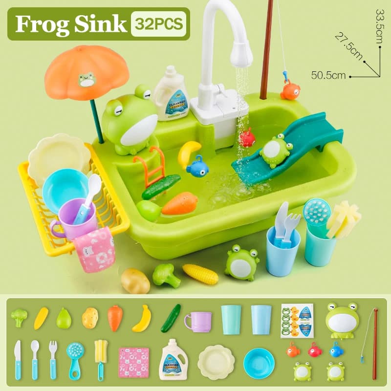 Jouet d'évier de cuisine électrique pour enfants avec eau courante, jouet de simulation de vaisselle