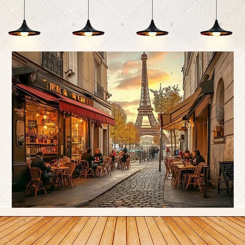 Décor de café parisien, photographie de style parisien Fournitures de décoration pour fête d'ann