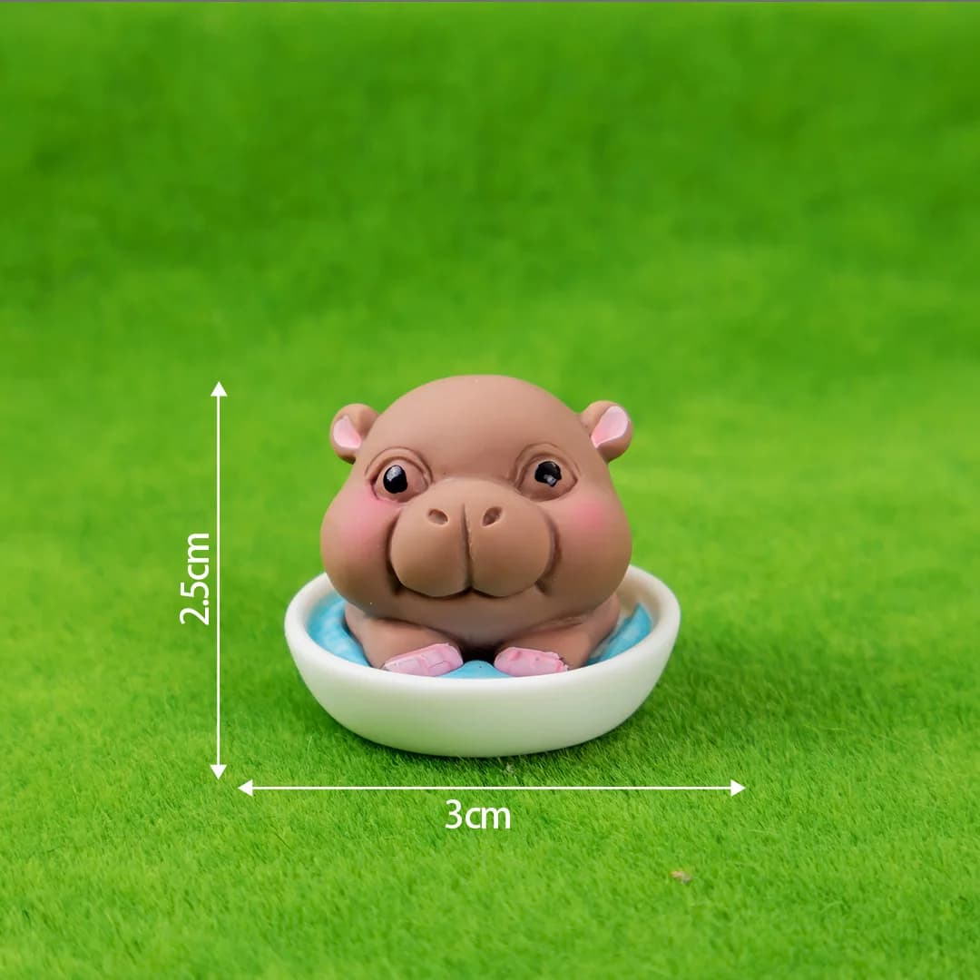 Statue d'hippopotame en résine, petites Figurines d'hippopotame, dessin animé, Mini Animal, artisana