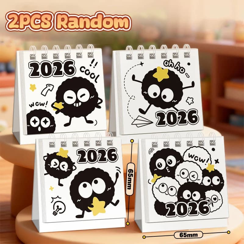 Mini calendrier 2026 Portable, 2 pièces, thème chat mignon, bureau, école, essentiels, planification