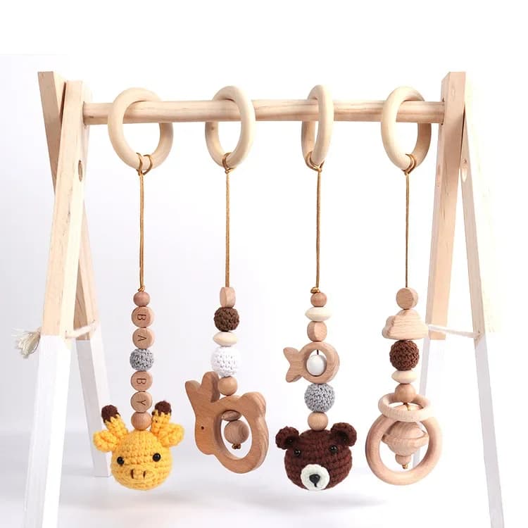 Cadre de gymnastique en bois de hêtre pour bébé, cadre d'activité de gymnastique, pendentifs suspend