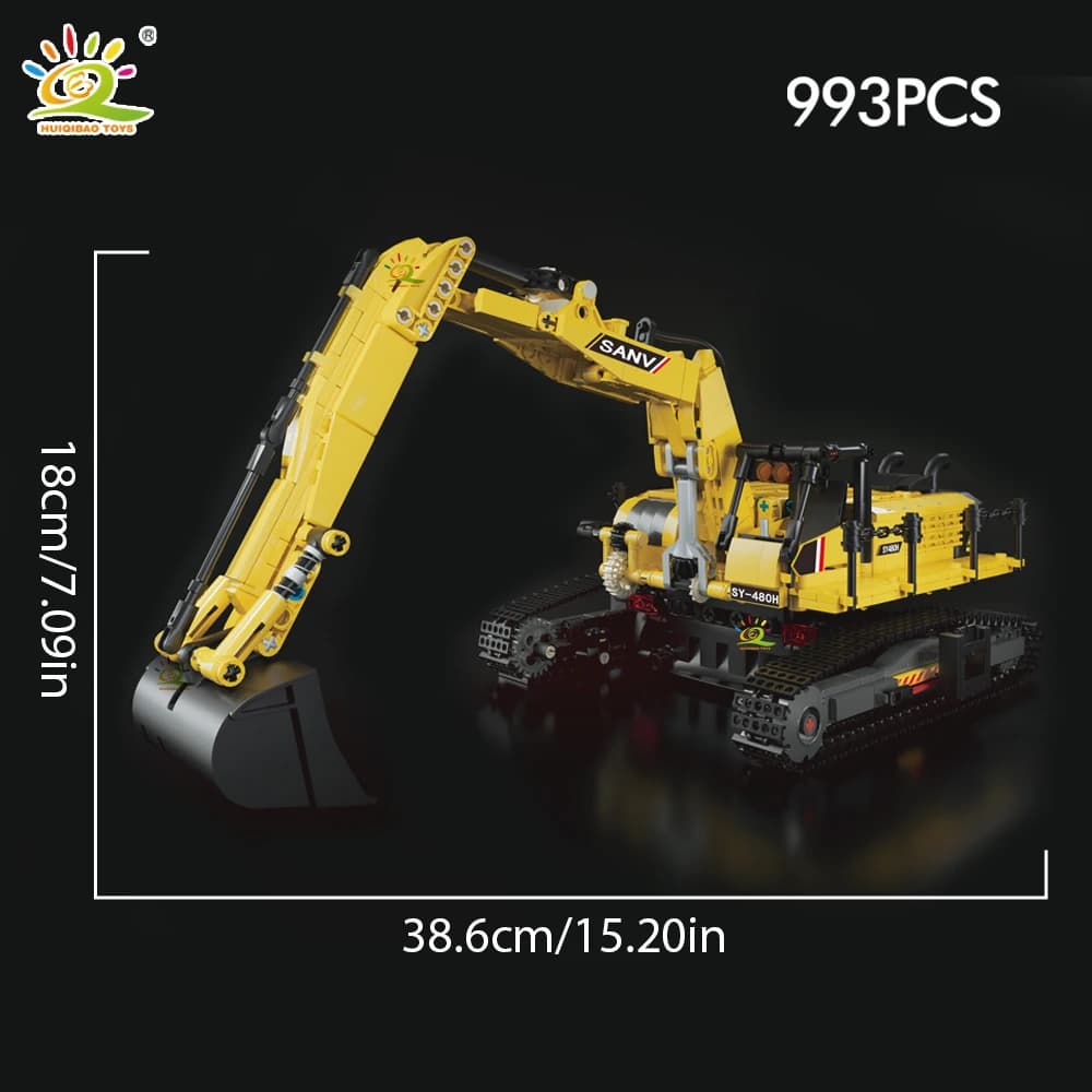 HUIQIBAO Moc ingénierie camion modèle bloc de Construction pelle grue voiture ville Construction Tec