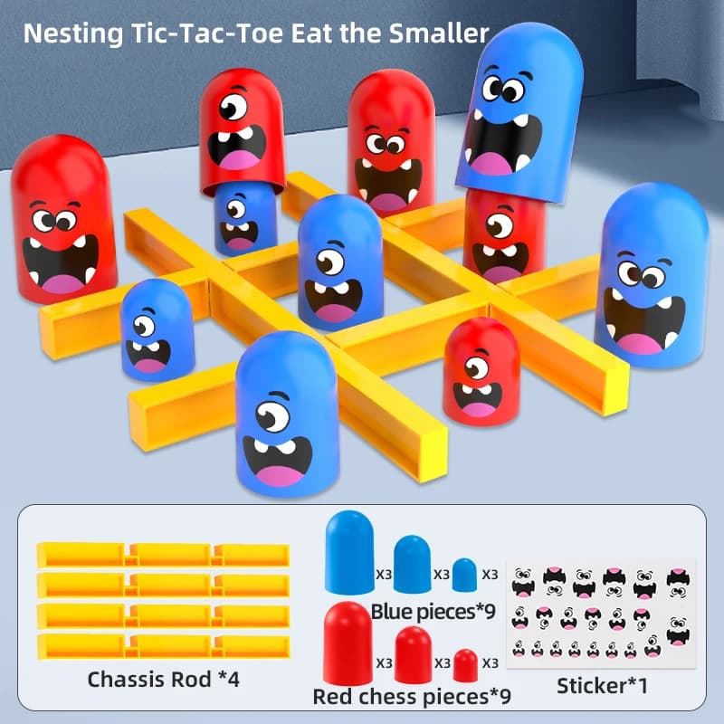 KNYYSECQ Jeu Tic Tac Toe, Ensemble de Jeu de Société Populaire, Jeu d'Échecs Grand Format, Double Pu