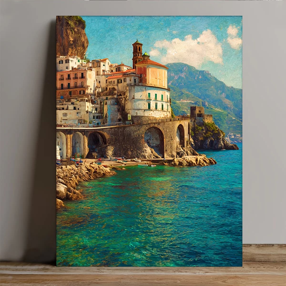 Puzzles pour adultes 500/1000/1200/2000 pièces, Village méditerranéen vue sur la mer, jeu de puzzle