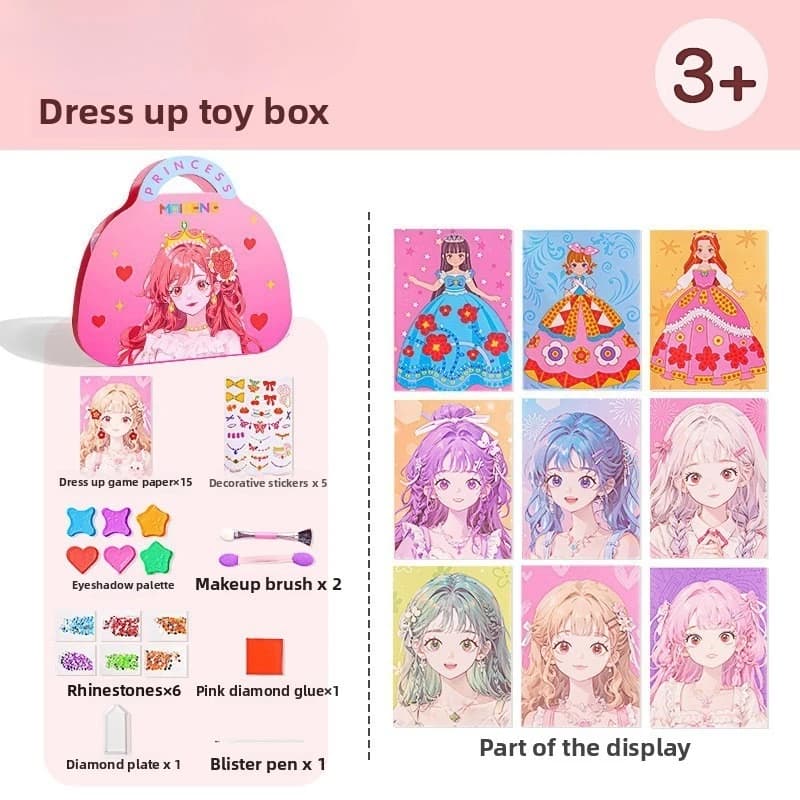 Ensemble de jeu de maquillage et de déguisement de princesse 4 en 1, Kit d'art en papier pour bricol