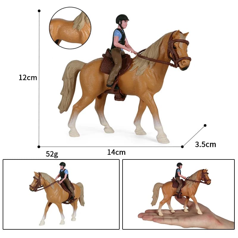 Modèles de course de chevaux d'animaux de simulation, figurines d'action, modèle de collection solid