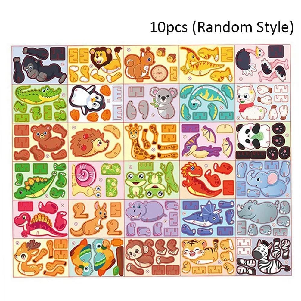 Puzzle en papier 3D tridimensionnel pour enfants, modèle de bricolage Krasnopuzzle, dessin animé ani