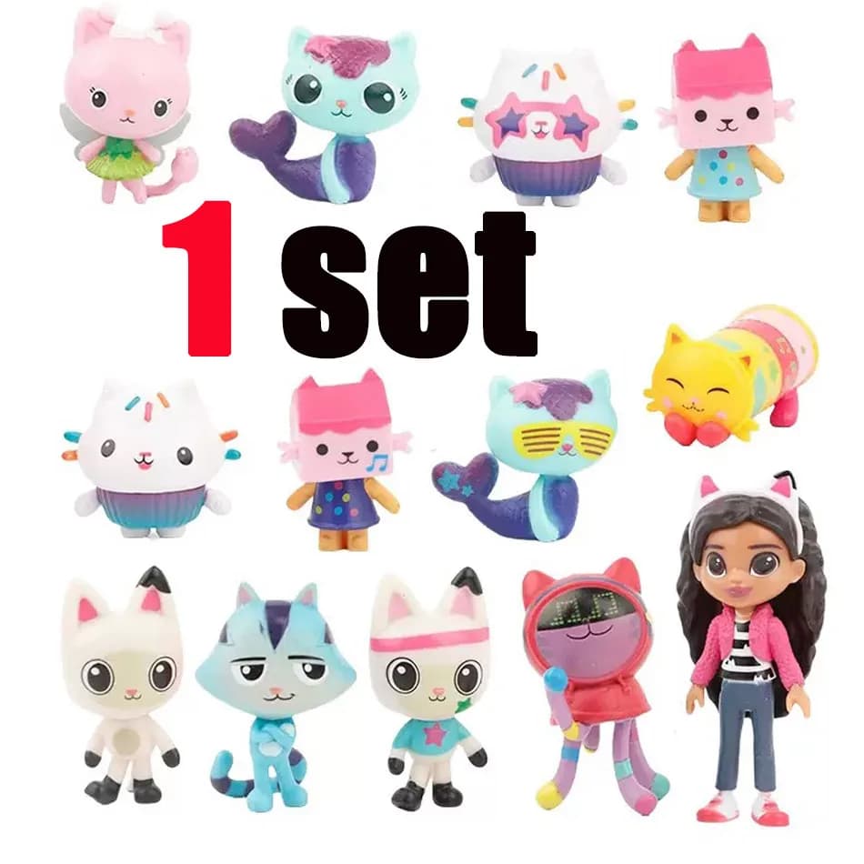 Adorable figurine de la maison de poupée Gabby, jouet Mercat, animaux en peluche de dessin animé, ch