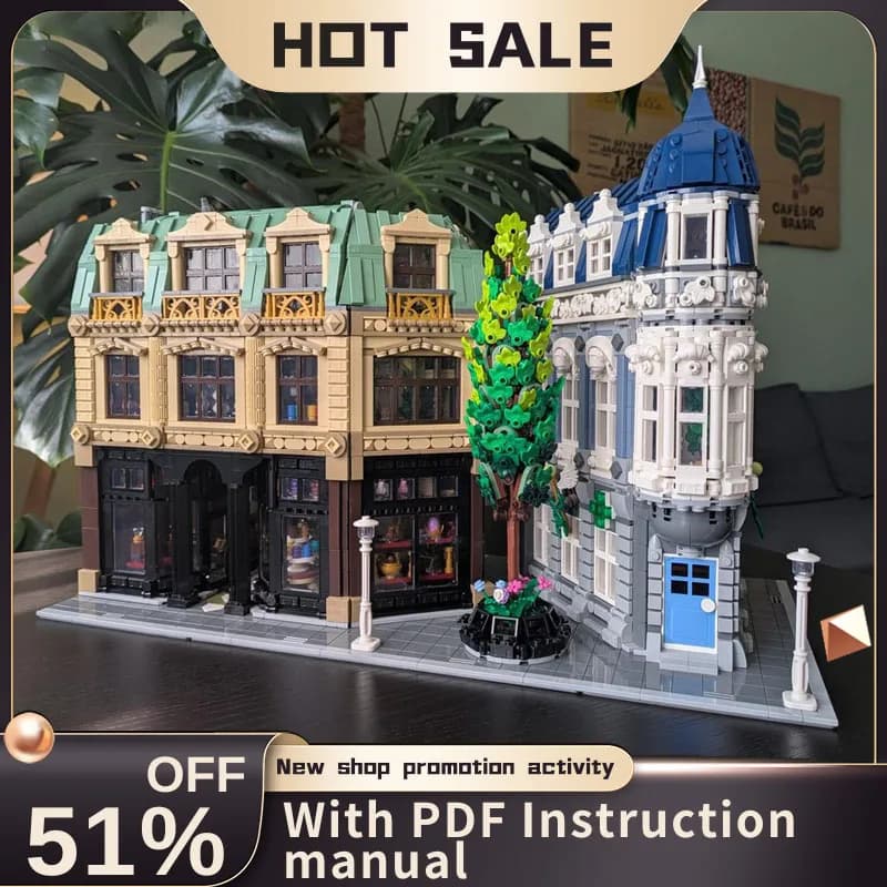 Nouveau 10507 pièces ville vente chaude Street View Moc vieux modèle détrique Puzzle personnalisé br