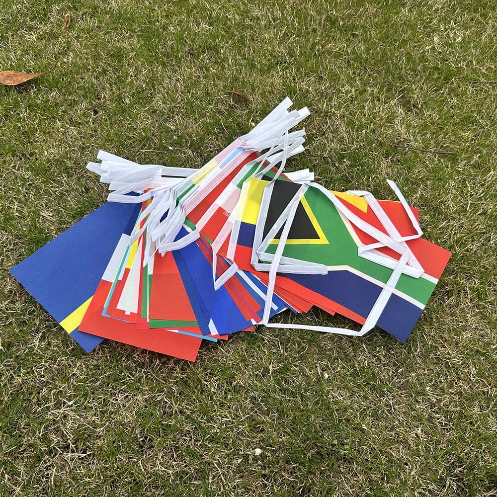 2026 Guirlande de drapeaux nationaux de pays du monde 14x21cm, 48 pièces, pour la Coupe du Monde de