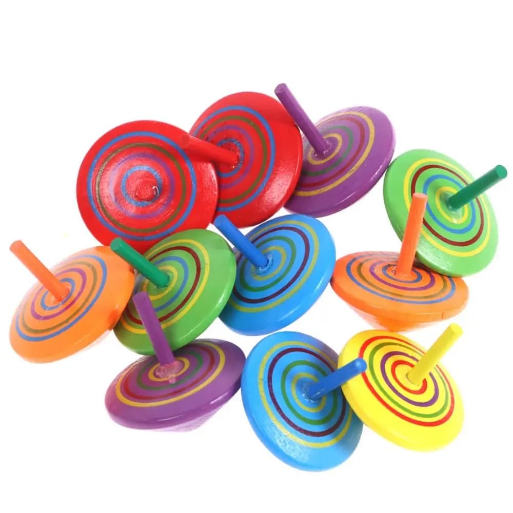 Toupie gyroscopique en bois pour enfant et adulte, jouet coloré, cônes enrichis de dessin animé, pou