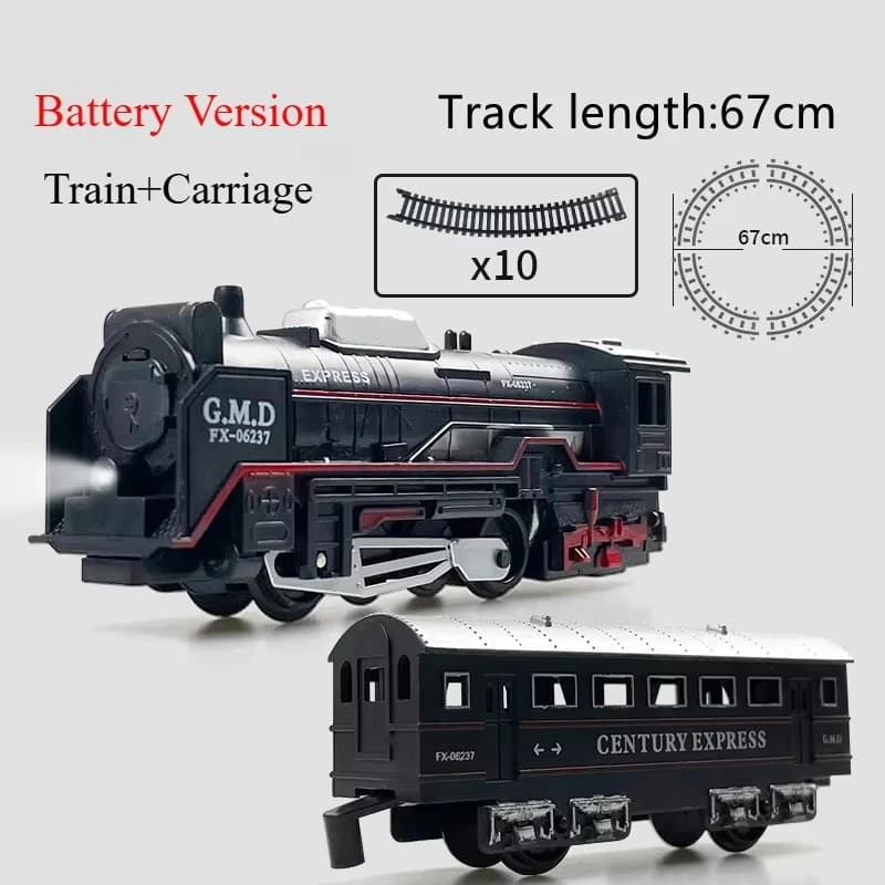 Ensemble de Train électrique Vintage avec lumières réalistes, sons, Locomotive à vapeur classique, j