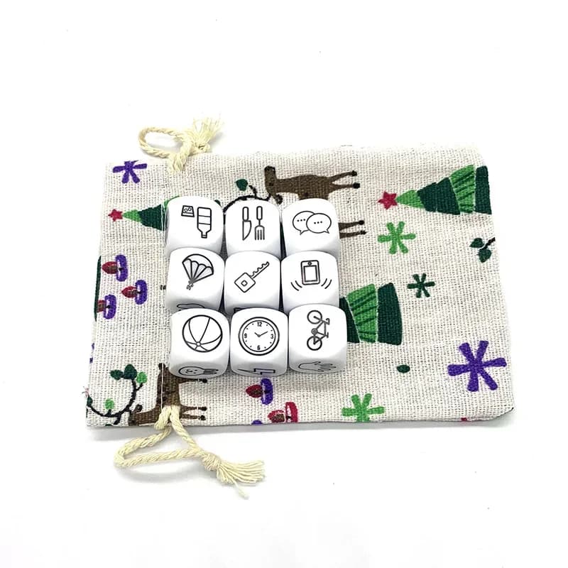 Jeu de société de dés pour raconter des histoires, Puzzle en plastique, jeu d'imaginez avec sac, 9 p