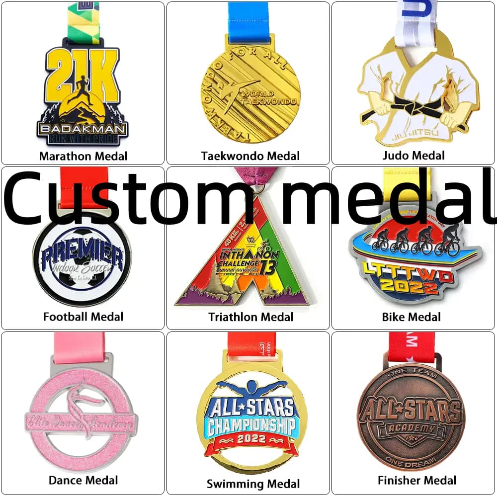 Médailles personnalisées pour les sports, récompenses de course, médailles en alliage de zinc, logo