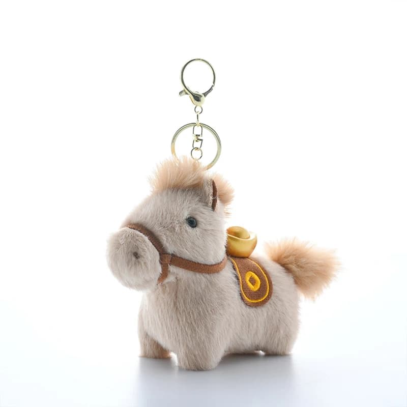 Porte-clés en peluche mascotte Cheval 2026, pendentif miniature de cheval pour bureau