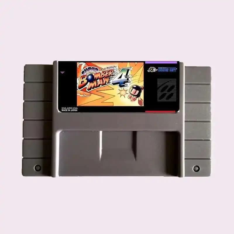 Carte de jeu Super Bomberman 4 NTSC, 16 bits, grande carte grise, version américaine, lecteur de jeu
