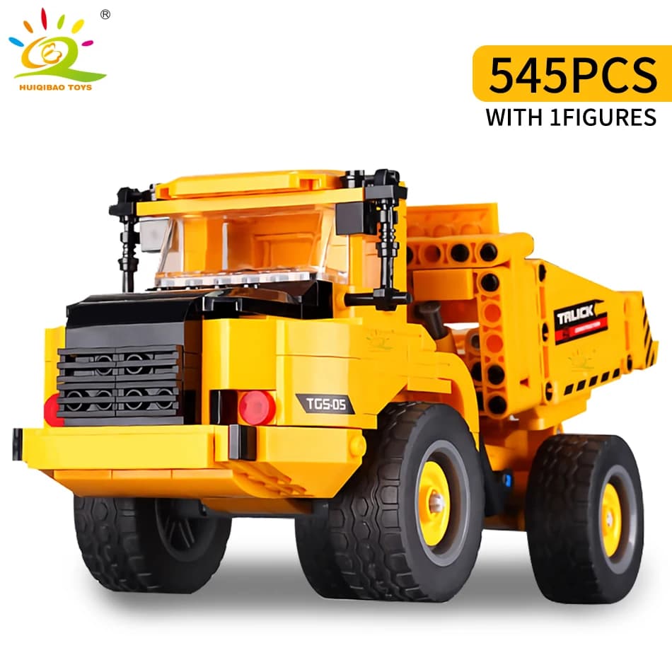 HUIQIBAO ingénierie camion blocs de Construction véhicule pelle Bulldozer grue voiture briques ville