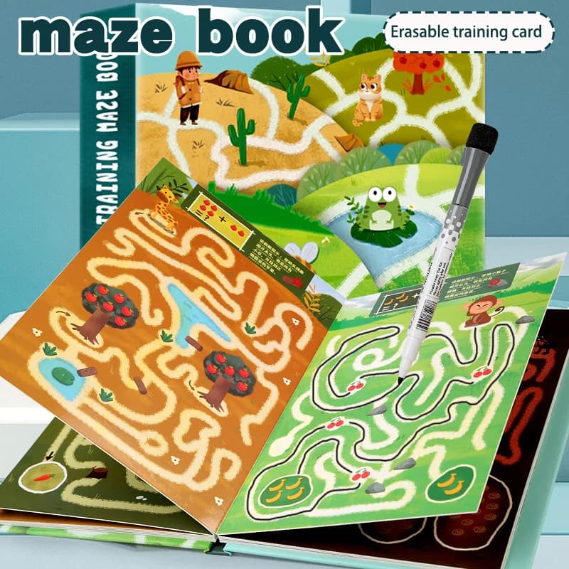 Livre de contrôle du labyrinthe d'entraînement Montessori pour enfants, jouets de labyrinthe pour en