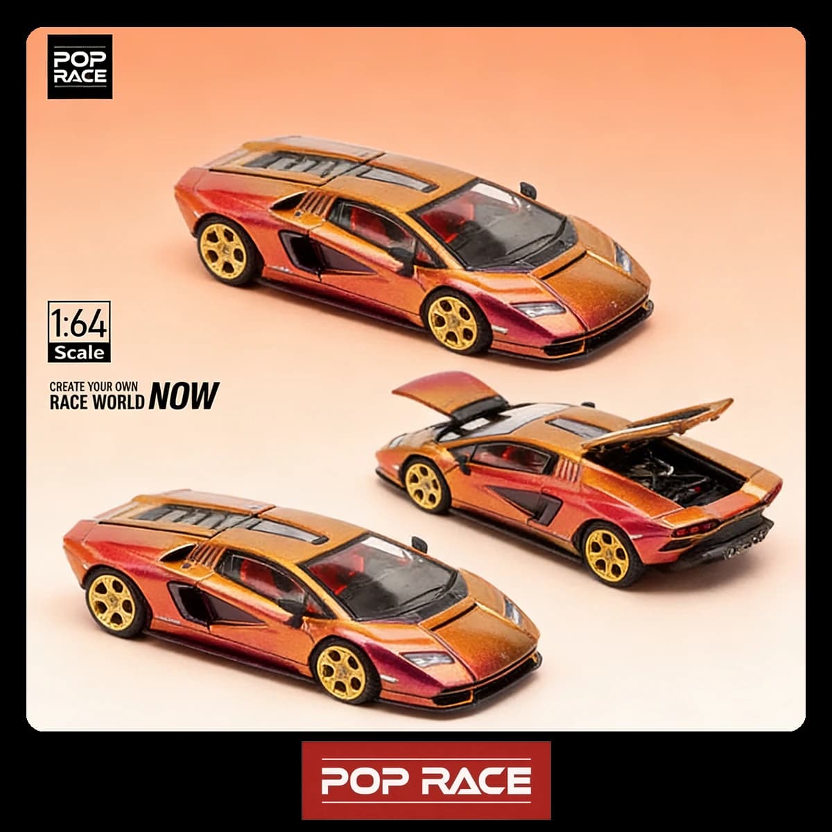 POP RACE 1:64 Lamborghini Countach LPI 800-4 Blu Hal Gradient Chameleon Édition Limitée Modèle de Vo