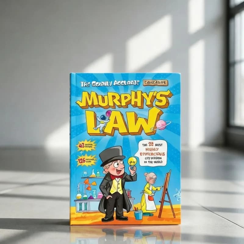 Livre d'images en anglais sur la loi de Murphy en version dessin animé, intéressant à lire, 28 conse