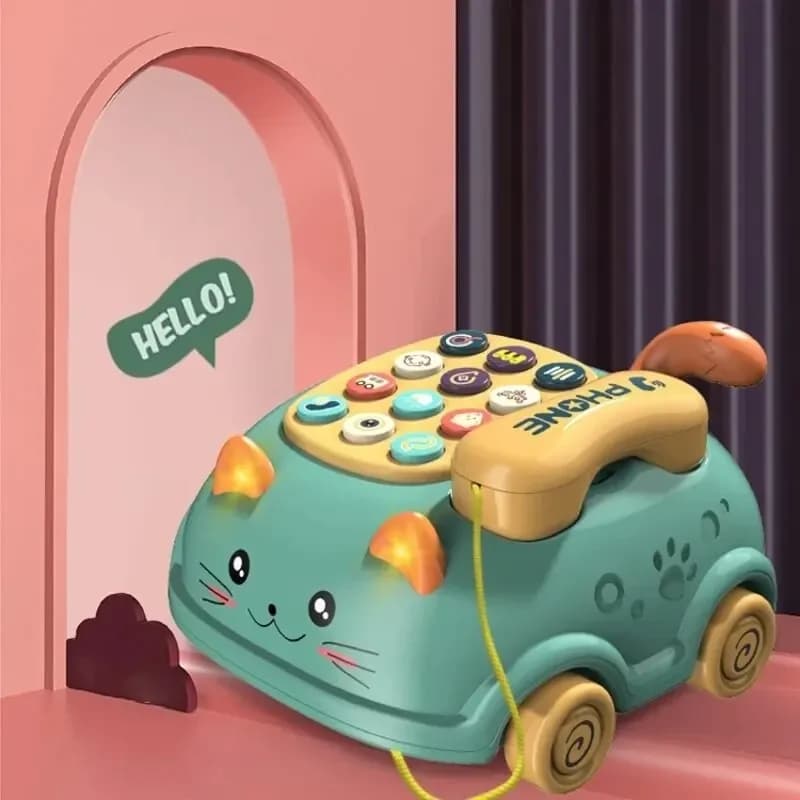 Simulation de traction de chat, téléphone filaire, Animal de dessin animé, musique intelligente, Mob
