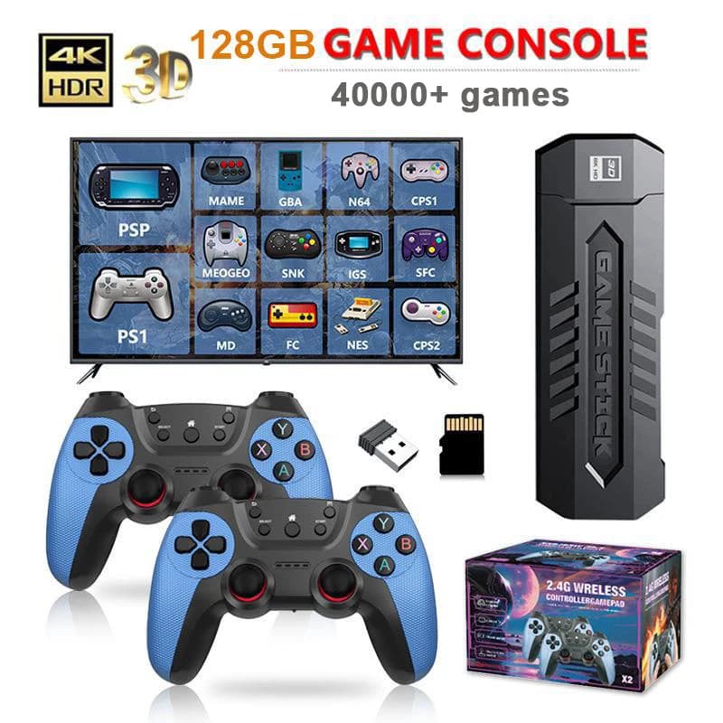 Manette de jeu rétro X2 avec 128 Go, 70000/30000+ jeux, contrôle sans fil, console de jeu vidéo port