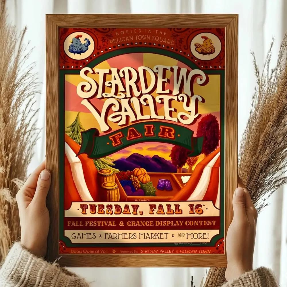 Décoration Stardew Valley pour la décoration de la pièce, affiche artistique HD, autocollante, imper