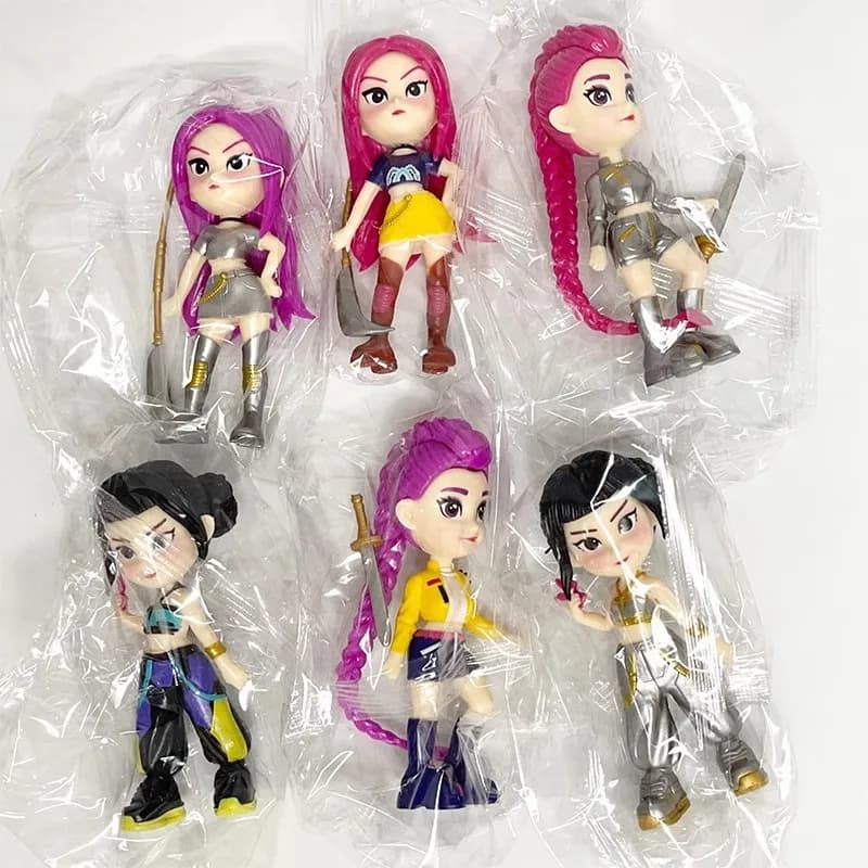 6 pièces/ensemble Anime KPop Demon Hunters Q Version kawaii Figurine PVC Modèle Statue Jouets Décora