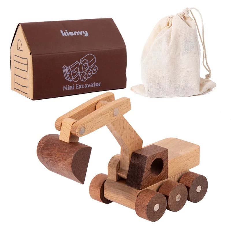 Jouets en bois, véhicules d'ingénierie, excavatrices, bulldozers, modèle de véhicule de simulation,